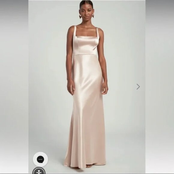 Jenny Yoo Dresses & Skirts - Jenny Yoo Ariana Satin Bridesmaid Dress Pale Gold Size 8